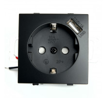 Розетка 1-местная с/з с защитной шторкой и USB Stekker Эрна PST16-9111-03 49155