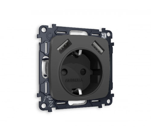 Комплект механизма розетки 2USB A+A 18W (быстрая зарядка) с/з Ambrella Volt Omega MO909010 Комплект механизма розетки 2USB A+A 18W (быстрая зарядка) с/з Ambrella Volt Omega MO909010