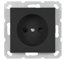 Розетка Jasmart без заземления с защитными шторками 16A 250V 2P черный матовый (soft touch) G5503PB