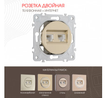 Розетка телефонная RJ11 + компьютерная RJ45 Arte Milano 202.44-1.shampan