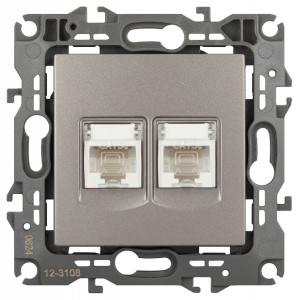 Розетка компьютерная двойная RJ45 Эра 12-3108-16 Б0065665