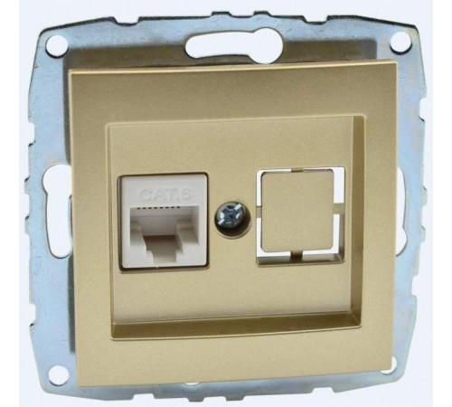 Розетка компьютерная Rj45 Cat6 Mono Electric Despina-Larissa титан 500-002205-125 Розетка компьютерная Rj45 Cat6 Mono Electric Despina-Larissa титан 500-002205-125