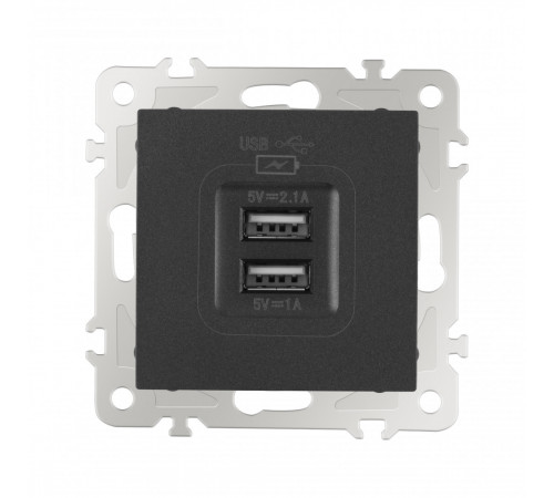 Розетка USB 2.1А+1А Arte Milano 206.46-1.black Розетка USB 2.1А+1А Arte Milano 206.46-1.black