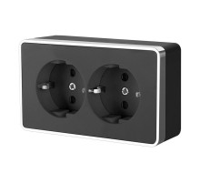 Розетка двойная с заземлением Werkel Gallant черный/хром W5072135 4690389164705