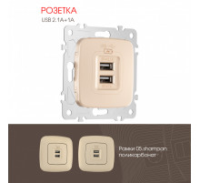 Розетка USB 2.1А+1А Arte Milano 205.46-1.shampan