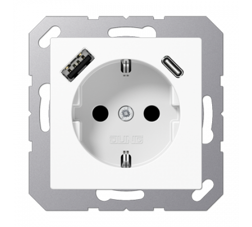 Розетка 2K+З USB Typ AC Jung A1520-15CAWW Розетка 2K+З USB Typ AC Jung A1520-15CAWW