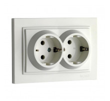 Розетка с заземлением двойная Mono Electric Despina 16А 250В жемчуг 102-252504-120