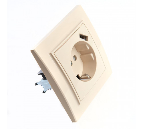 Розетка 1-местная Stekker PST16-9011-02 с защитной шторкой и с USB 39237 Розетка 1-местная Stekker PST16-9011-02 с защитной шторкой и с USB 39237