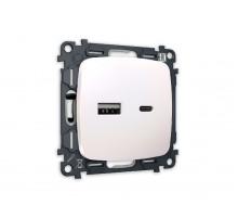 Комплект механизма розетки 2USB A+C 20W (быстрая зарядка) Ambrella Volt Omega MO211010