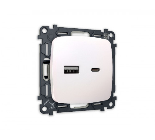 Комплект механизма розетки 2USB A+C 20W (быстрая зарядка) Ambrella Volt Omega MO211010 Комплект механизма розетки 2USB A+C 20W (быстрая зарядка) Ambrella Volt Omega MO211010
