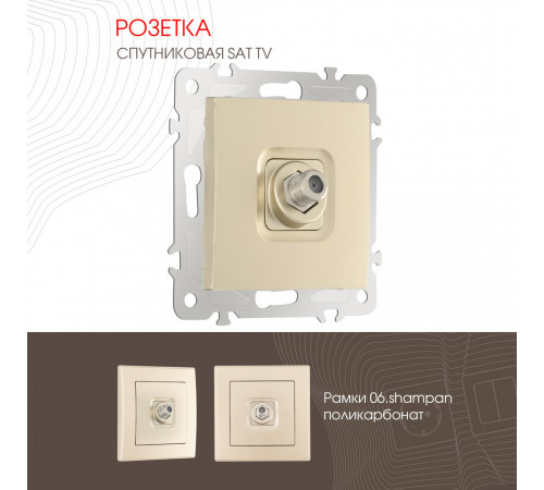 Розетка SAT TV Arte Milano 206.42-1.shampan Розетка SAT TV Arte Milano 206.42-1.shampan