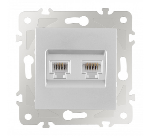 Розетка телефонная RJ11 + компьютерная RJ45 Arte Milano 203.44-1.silver Розетка телефонная RJ11 + компьютерная RJ45 Arte Milano 203.44-1.silver
