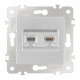 Розетка телефонная RJ11 + компьютерная RJ45 Arte Milano 203.44-1.silver