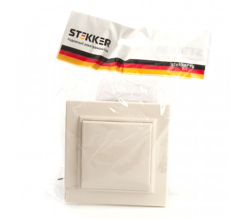 Розетка 1-местная с крышкой Stekker PST16-9012-02 с защитной шторкой 39238