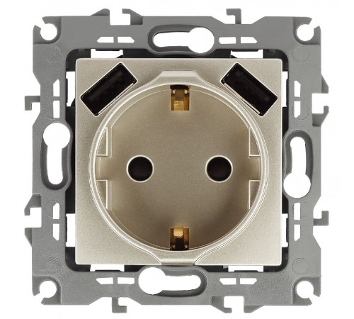 Розетка 2P+E со шторками и 2xUSB Эра 12-4109-04 Б0047843 Розетка 2P+E со шторками и 2xUSB Эра 12-4109-04 Б0047843