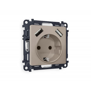 Комплект механизма розетки 2USB A+A 18W (быстрая зарядка) с/з Ambrella Volt Alfa MA369010