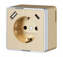 Розетка с заземлением, шторками и USB тип A+C Werkel Gallant W5071710 4690389179631 a057703
