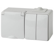 Блок розетка + выключатель двойной Эра 11-7602-03 Б0035994