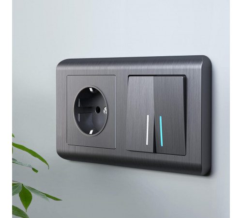 Розетка с заземлением Werkel графит рифленый W1171004 4690389158629 Розетка с заземлением Werkel графит рифленый W1171004 4690389158629