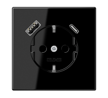 Розетка 2K+З USB Typ AC Jung LS1520-15CASW