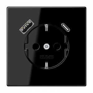 Розетка 2K+З USB Typ AC Jung LS1520-15CASW