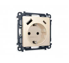 Комплект механизма розетки 2USB A+C 20W (быстрая зарядка) с/з Ambrella Volt Alfa MA330010