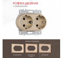 Розетка двойная с заземлением Arte Milano 202.40-2.shampan