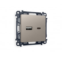 Комплект механизма розетки 2USB A+C 20W (быстрая зарядка) Ambrella Volt Alfa MA371010