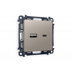 Комплект механизма розетки 2USB A+C 20W (быстрая зарядка) Ambrella Volt Alfa MA371010