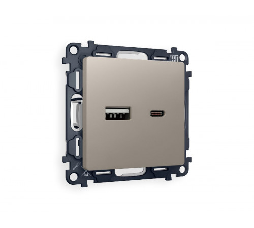 Комплект механизма розетки 2USB A+C 20W (быстрая зарядка) Ambrella Volt Alfa MA371010 Комплект механизма розетки 2USB A+C 20W (быстрая зарядка) Ambrella Volt Alfa MA371010
