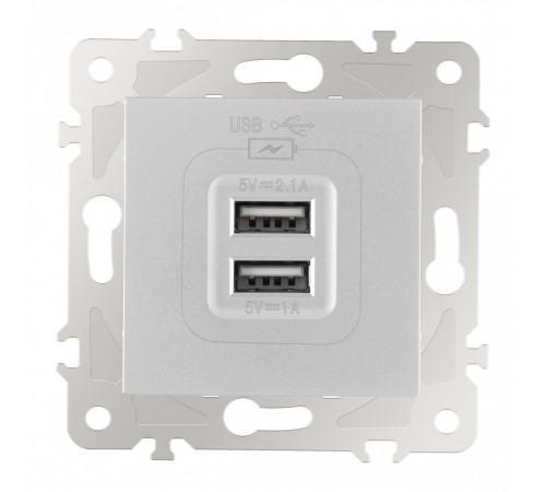 Розетка USB 2.1А+1А Arte Milano 203.46-1.silver Розетка USB 2.1А+1А Arte Milano 203.46-1.silver