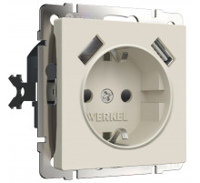 Розетка с заземлением, шторками и USBх2 Werkel 4690389192005 W1171562 a062426