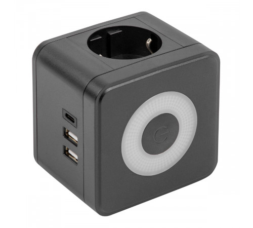 Разветвитель сетевой с выключателем Uniel S-GES2-16SBUC BLACK UL-00011246
