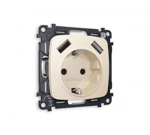 Комплект механизма розетки 2USB A+A 18W (быстрая зарядка) с/з Ambrella Volt Omega MO329010 Комплект механизма розетки 2USB A+A 18W (быстрая зарядка) с/з Ambrella Volt Omega MO329010