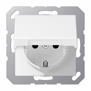 Розетка Schuko с крышкой Jung A1520BFKLWWM