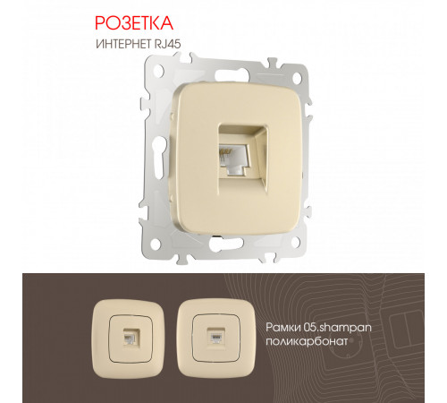 Розетка RJ45 Arte Milano 205.45-1.shampan Розетка RJ45 Arte Milano 205.45-1.shampan