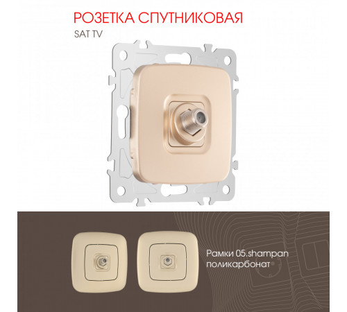 Розетка спутниковая SAT TV Arte Milano 205.42-1.shampan Розетка спутниковая SAT TV Arte Milano 205.42-1.shampan