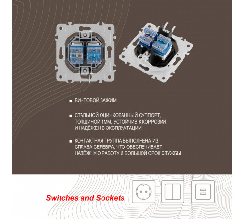 Розетка телефонная RJ11 + компьютерная RJ45 Arte Milano 202.44-1.silver Розетка телефонная RJ11 + компьютерная RJ45 Arte Milano 202.44-1.silver