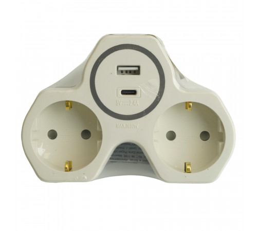 Разветвитель сетевой 2-местный с/з и USB+Type C Stekker ADP16-15-20 50071 Разветвитель сетевой 2-местный с/з и USB+Type C Stekker ADP16-15-20 50071