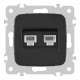 Розетка телефонная RJ11 + компьютерная RJ45 Arte Milano 205.44-1.black