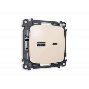 Комплект механизма розетки 2USB A+C 20W (быстрая зарядка) Ambrella Volt Omega MO311010