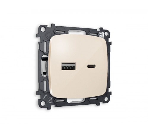Комплект механизма розетки 2USB A+C 20W (быстрая зарядка) Ambrella Volt Omega MO311010 Комплект механизма розетки 2USB A+C 20W (быстрая зарядка) Ambrella Volt Omega MO311010