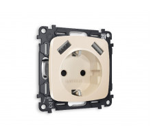 Комплект механизма розетки 2USB A+A 18W (быстрая зарядка) с/з Ambrella Volt Omega MO309010