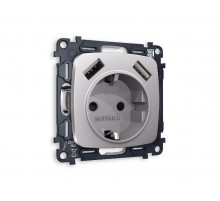 Комплект механизма розетки 2USB A+A 18W (быстрая зарядка) с/з Ambrella Volt Omega MO509010