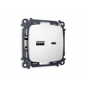 Комплект механизма розетки 2USB A+C 20W (быстрая зарядка) Ambrella Volt Omega MO131010