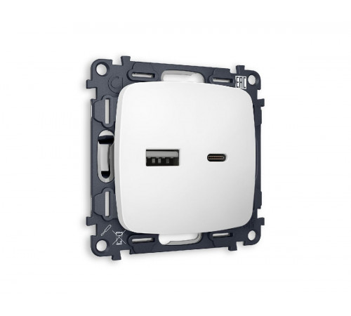 Комплект механизма розетки 2USB A+C 20W (быстрая зарядка) Ambrella Volt Omega MO131010 Комплект механизма розетки 2USB A+C 20W (быстрая зарядка) Ambrella Volt Omega MO131010