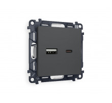 Комплект механизма розетки 2USB A+C 20W (быстрая зарядка) Ambrella Volt Alfa MA911010