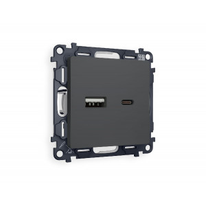 Комплект механизма розетки 2USB A+C 20W (быстрая зарядка) Ambrella Volt Alfa MA911010
