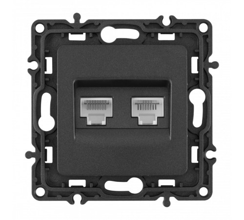Розетка телефонная RJ11 + компьютерная RJ45 Arte Milano 217.44-1.black Розетка телефонная RJ11 + компьютерная RJ45 Arte Milano 217.44-1.black