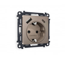 Комплект механизма розетки 2USB A+C 20W (быстрая зарядка) с/з Ambrella Volt Alfa MA640010